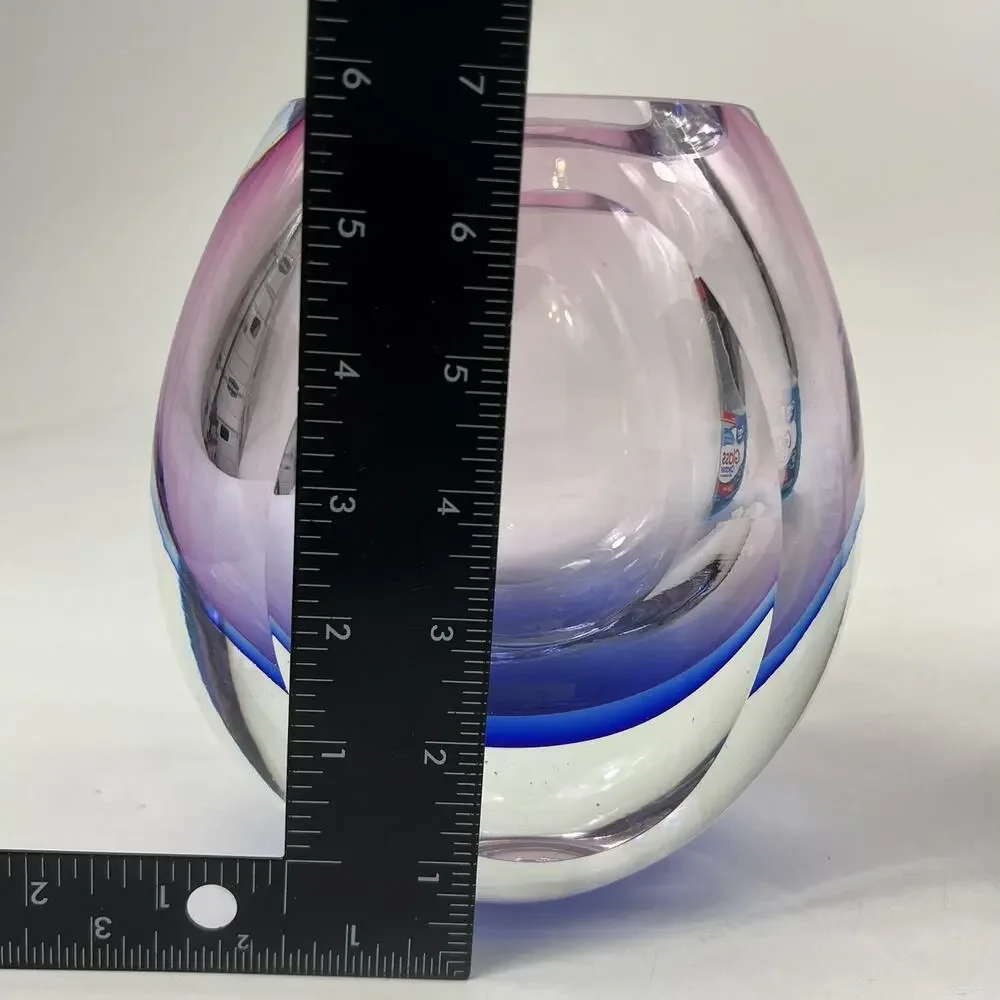 Vintage Murano Sommerso Vase Designed By Flavio Poli for Seguso Blue Pink Violet